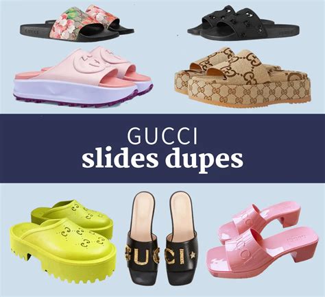 gucci rubber logo platform slide sandal dupe|gucci rubber slides dupes.